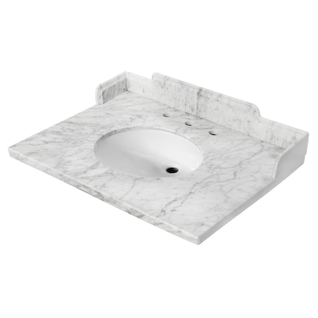 30 X 22 Carrara Marble Vanity Top With Oval Sink, Carrara White